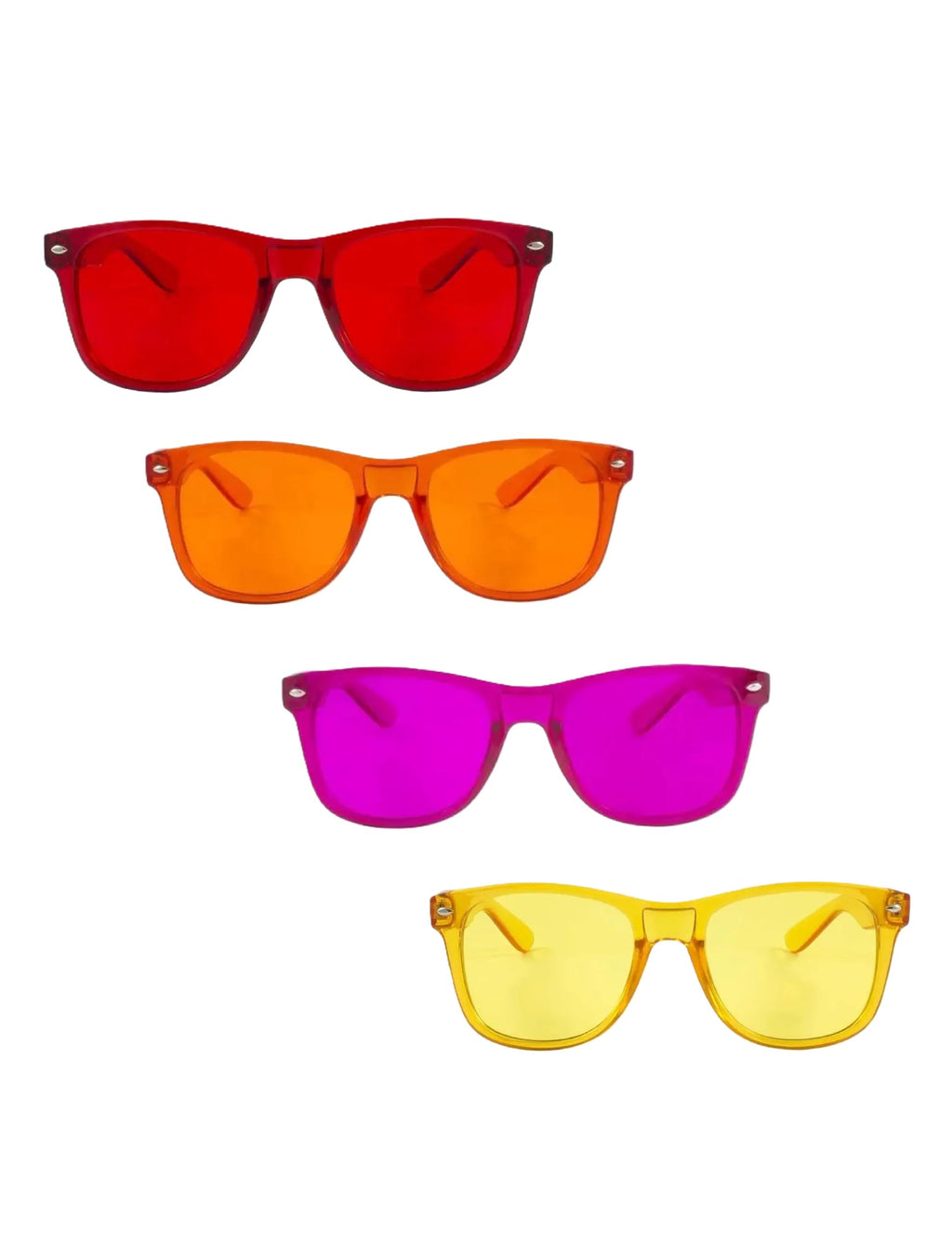 Color Therapy Glasses – Confidence Kit 4-Pack (Red, Orange, Magenta, Yellow) | Energy-Boosting Chromotherapy Glasses for Mood, Motivation, and Positive Vibes