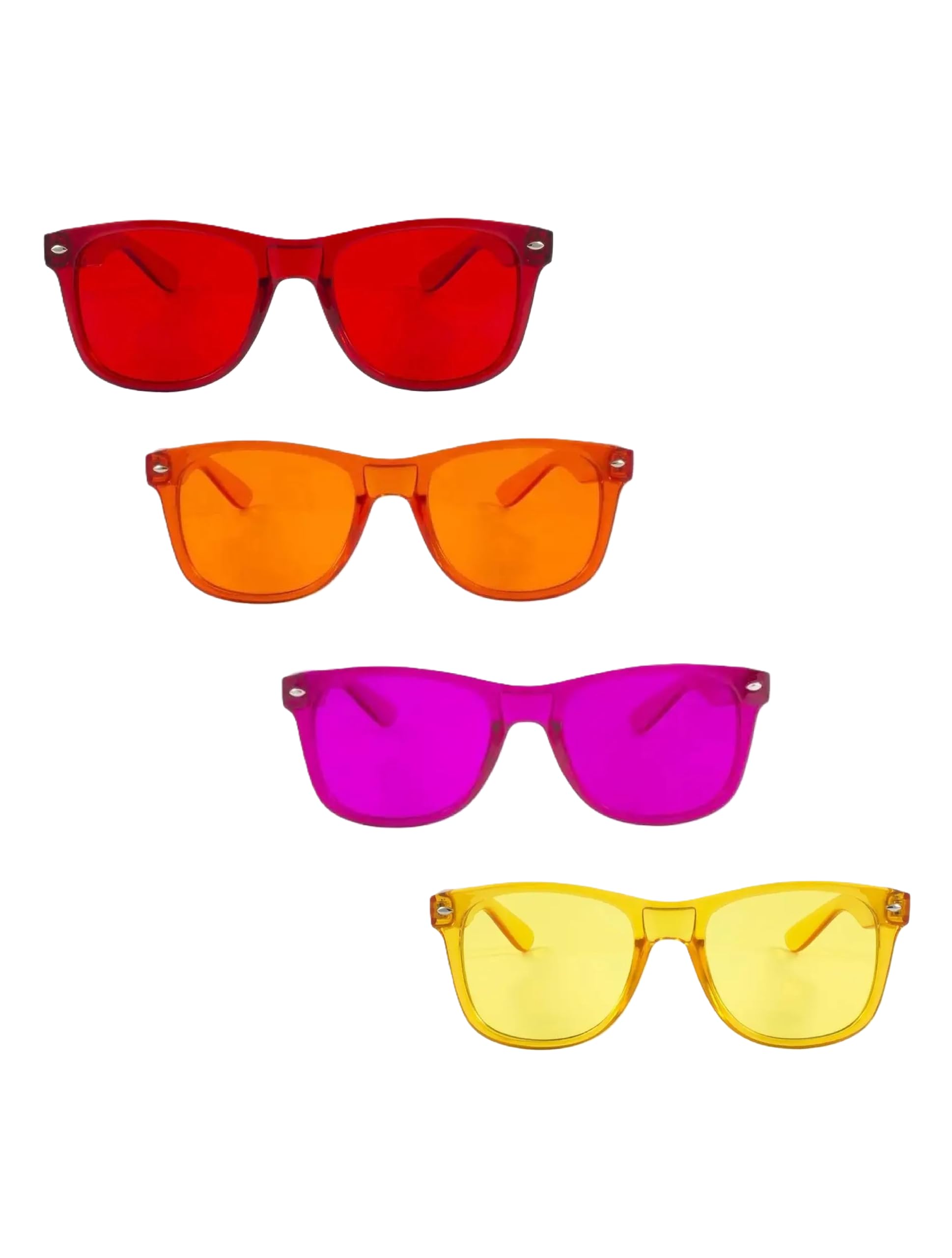 Color Therapy Glasses – Confidence Kit 4-Pack (Red, Orange, Magenta, Yellow) | Energy-Boosting Chromotherapy Glasses for Mood, Motivation, and Positive Vibes
