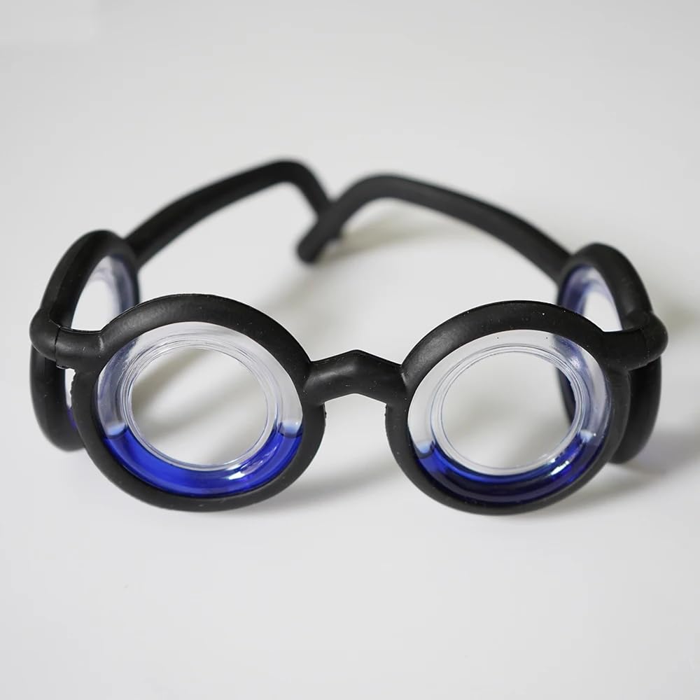 RobRia Black Motion Sickness Glasses - Stylish Frame, Motion Sickness Relief for Car, Plane, Boat Travel, and VR Gaming. Cruise Essentials.