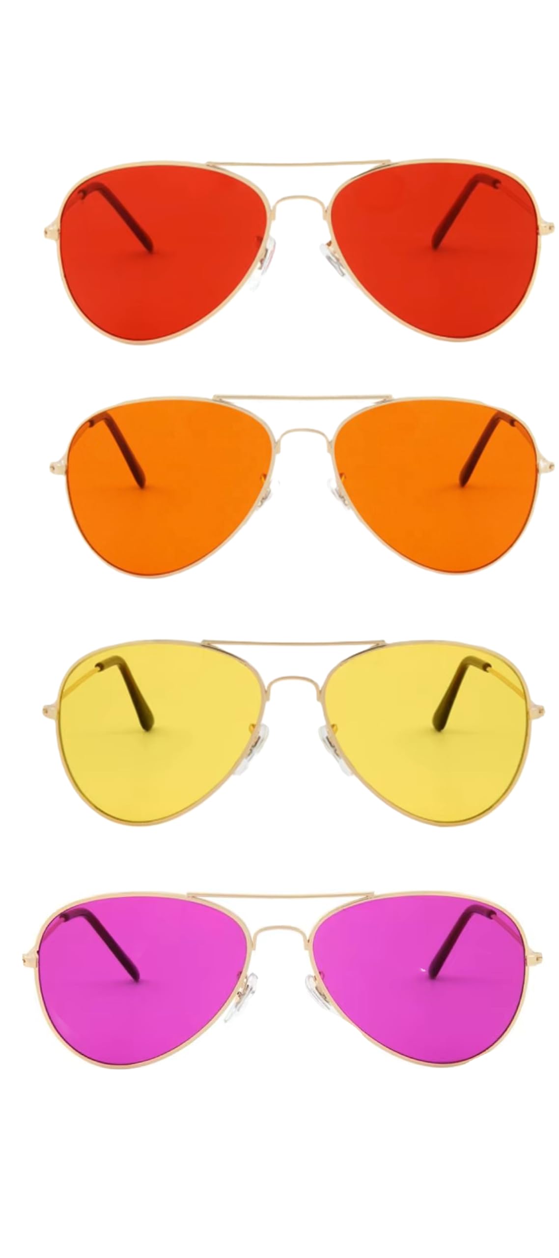 Aviator Style Color Therapy Glasses – Confidence Kit 4-Pack (Red, Orange, Magenta, Yellow) | Energy-Boosting Chromotherapy Glasses for Mood, Motivation, and Positive Vibes