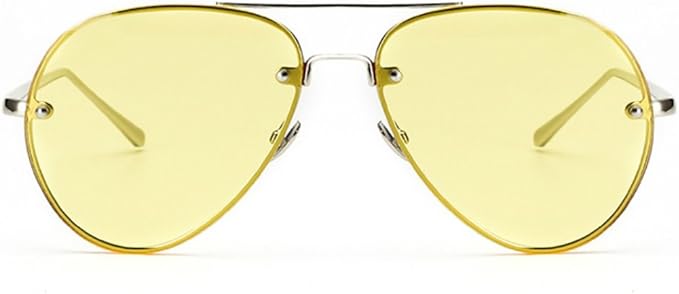 RobRia Rose & Yellow Aviator Sunglasses – UV400 Protection | Mood-Boosting Color Therapy Glasses | Lightweight Metal Frame