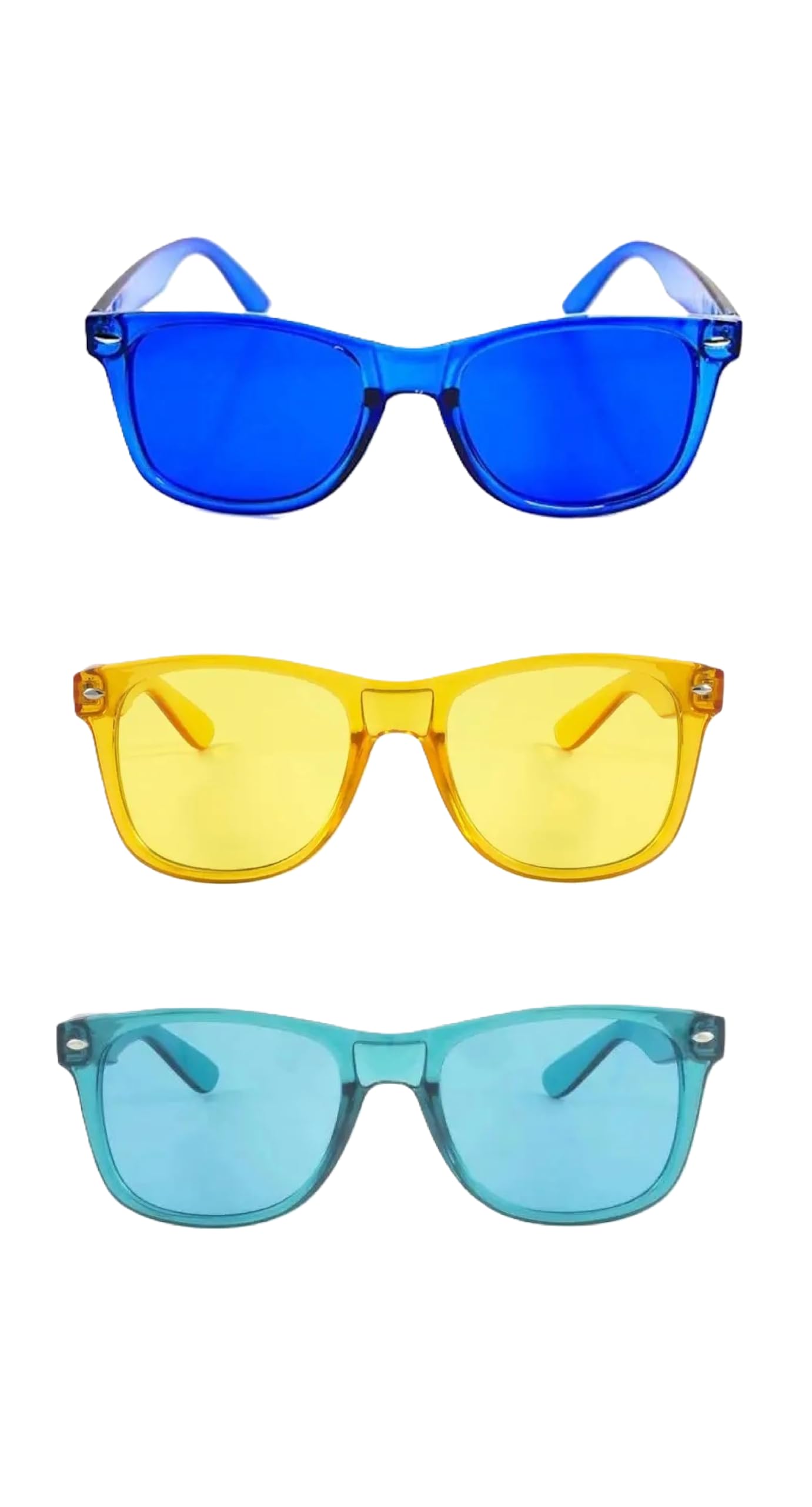 Remote Work Clarity Kit – Color Therapy Glasses 3-Pack for Focus, Calm, and Screen Breaks – Yellow, Blue, Aqua Tinted Lenses – Unisex Fit for Remote Workers, Students, and Gamers