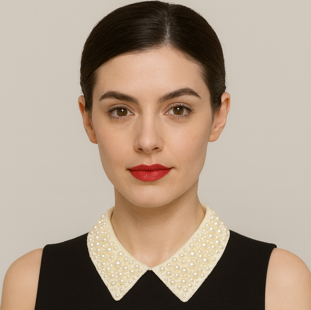 Detachable Fake Beaded Pearl Collar Accessory for Sweaters, Dresses & Blouses – Black or White Statement Collar