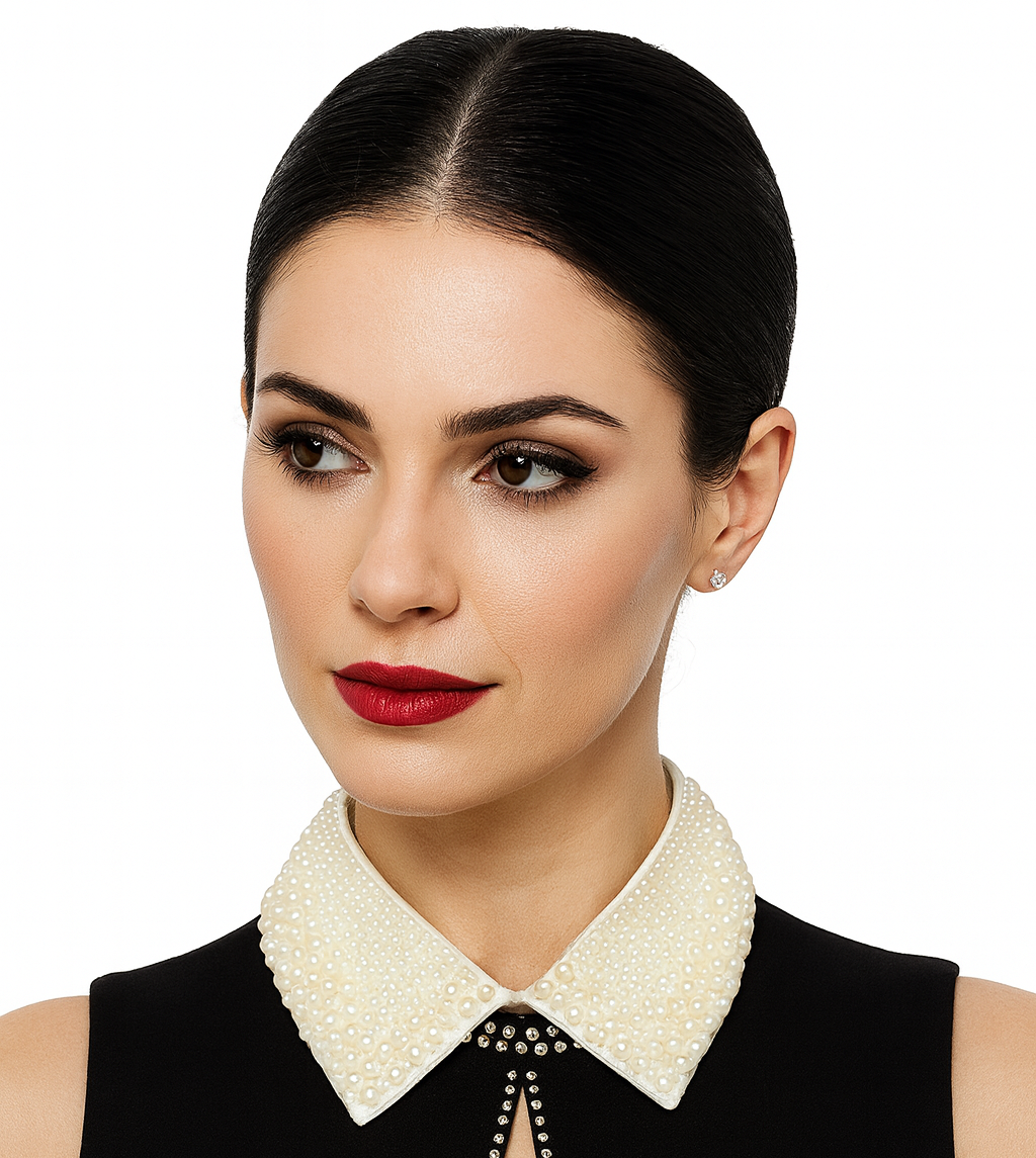 Beaded Pearl Collar – Detachable Faux Collars in White, Pink, or Black for Sweaters, Dresses & Blouses