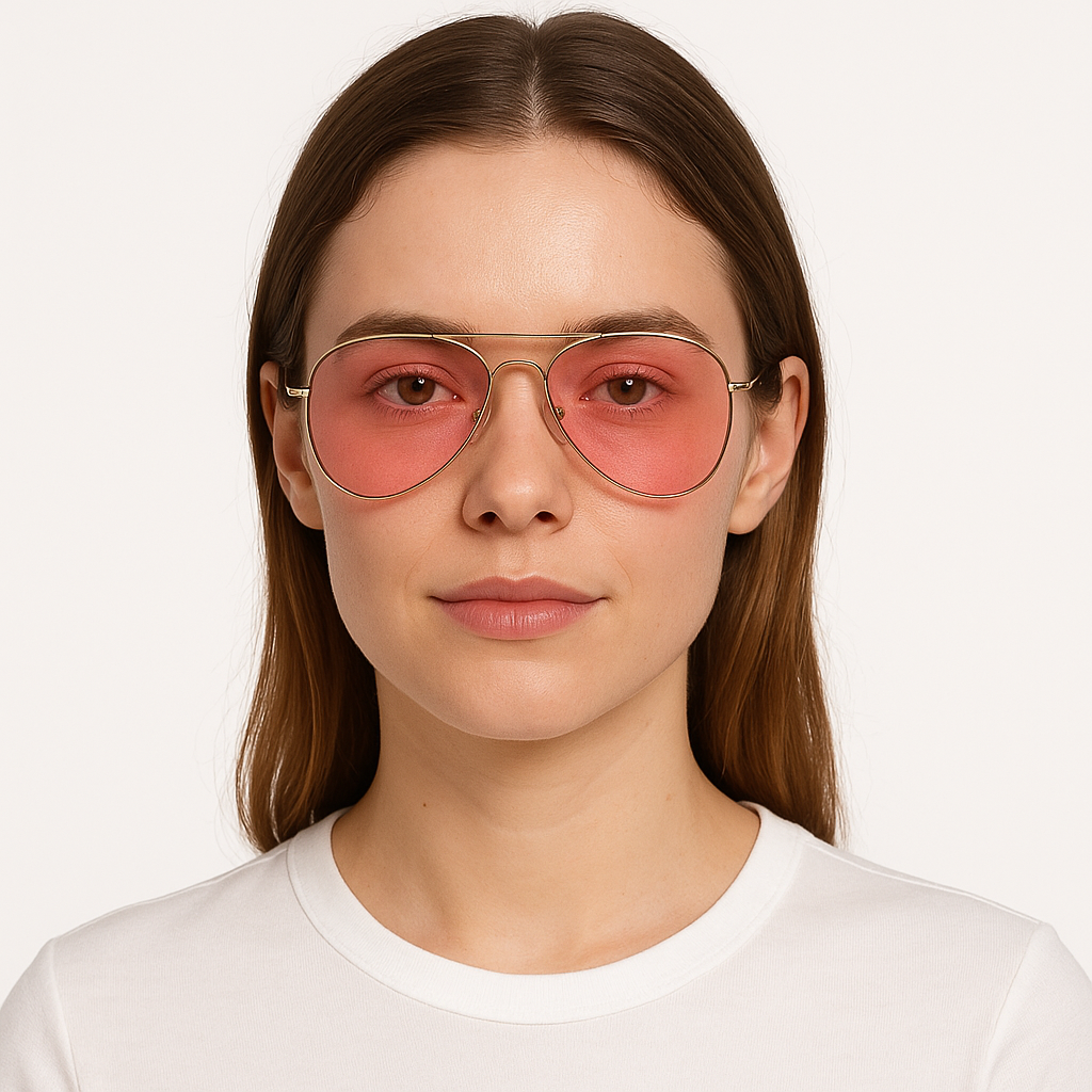 RobRia Rose & Yellow Aviator Sunglasses – UV400 Protection | Mood-Boosting Color Therapy Glasses | Lightweight Metal Frame