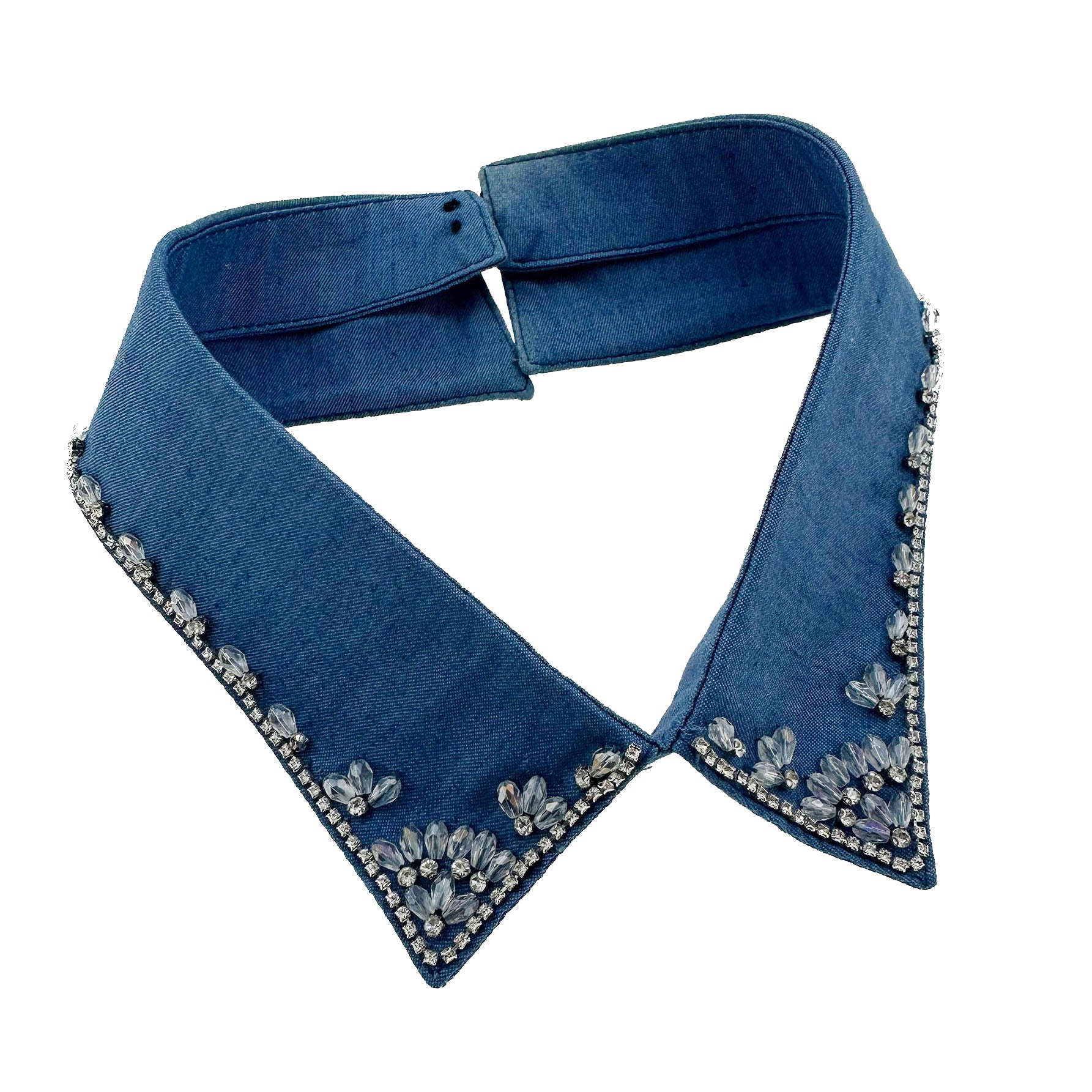 Denim Rhinestone Detachable Collar for Women – Sparkly Crystal Statement False Collar Necklace, Adjustable Fashion Collar for Shirts, Dresses & Sweaters