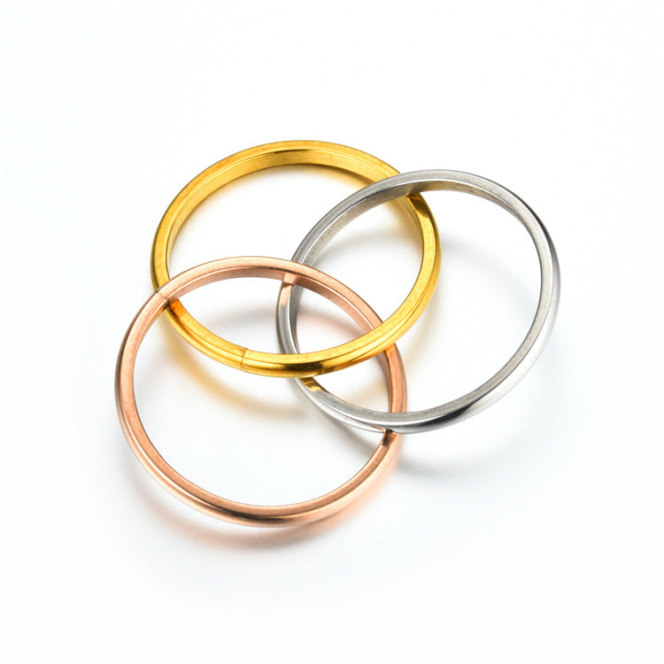 Interlocking Stainless Steel Rings 2-Pack – Includes Tri-Color Gold/Rose/Silver Ring + All-Silver Ring • Russian Trinity Rolling Fidget Rings • Stainless Steel • Unisex Comfort Fit