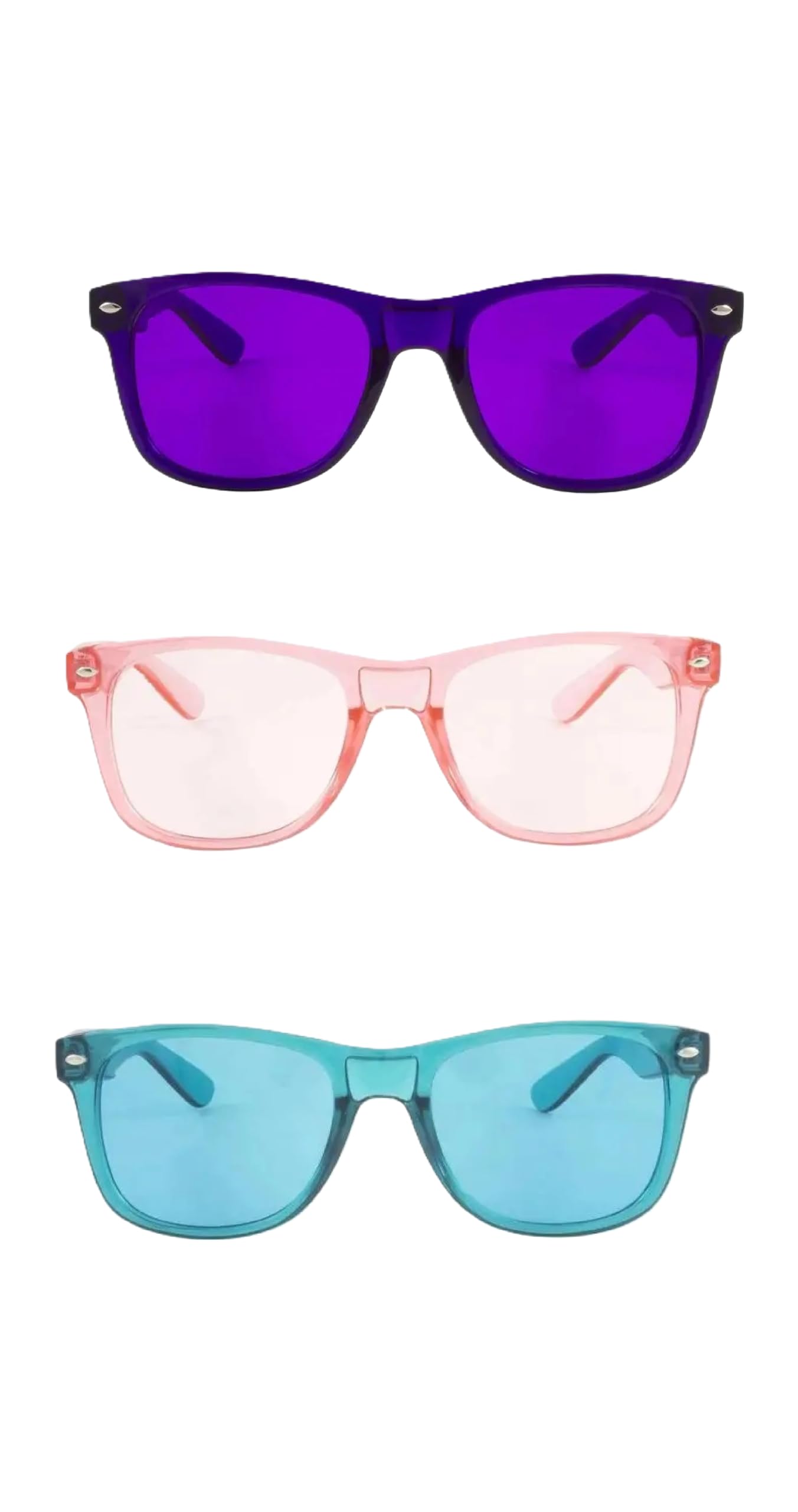 Color Therapy Glasses – Relaxation 3-Pack (Rose, Aqua, Purple) | Soothing Tinted Glasses for Stress Relief, Calm, and Better Sleep