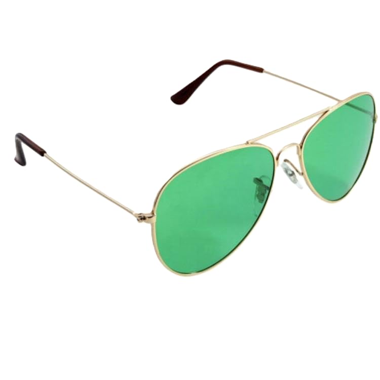 RobRia Aviator Style Color Therapy Glasses – Gold Metal Frame, UV400 Protection, Metal Hinges, Silicone Nose Pads – 10 Colors