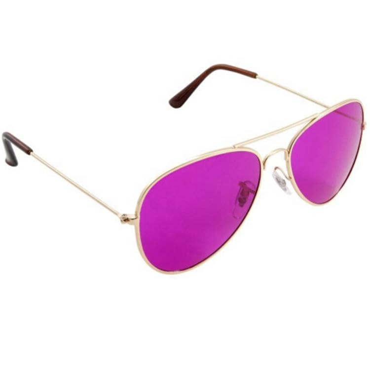 RobRia Aviator Style Color Therapy Glasses – Gold Metal Frame, UV400 Protection, Metal Hinges, Silicone Nose Pads – 10 Colors