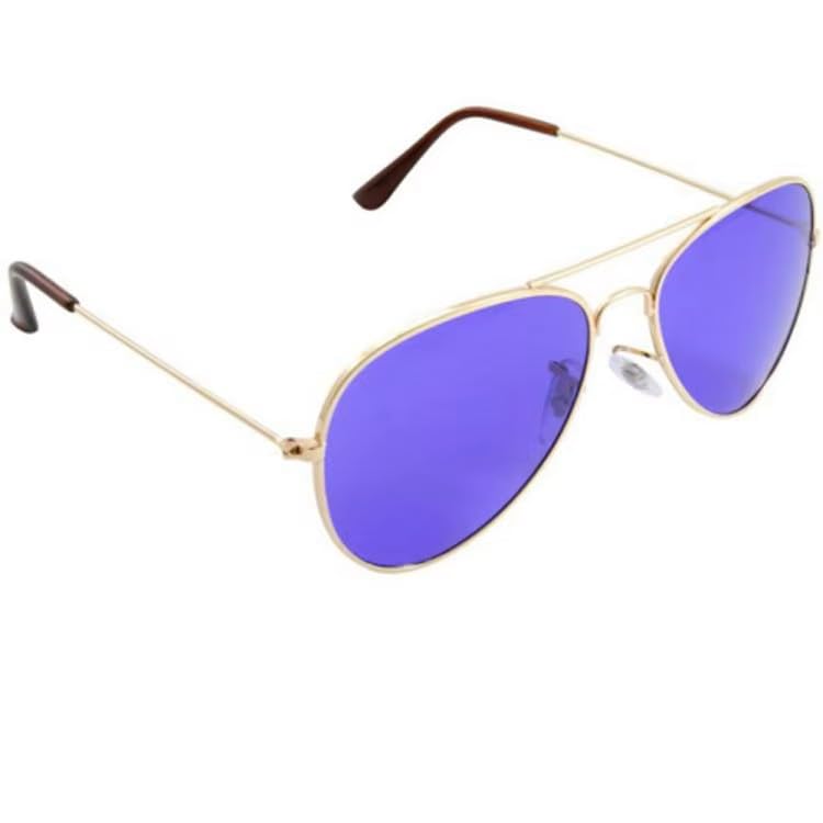 RobRia Aviator Style Color Therapy Glasses – Gold Metal Frame, UV400 Protection, Metal Hinges, Silicone Nose Pads – 10 Colors