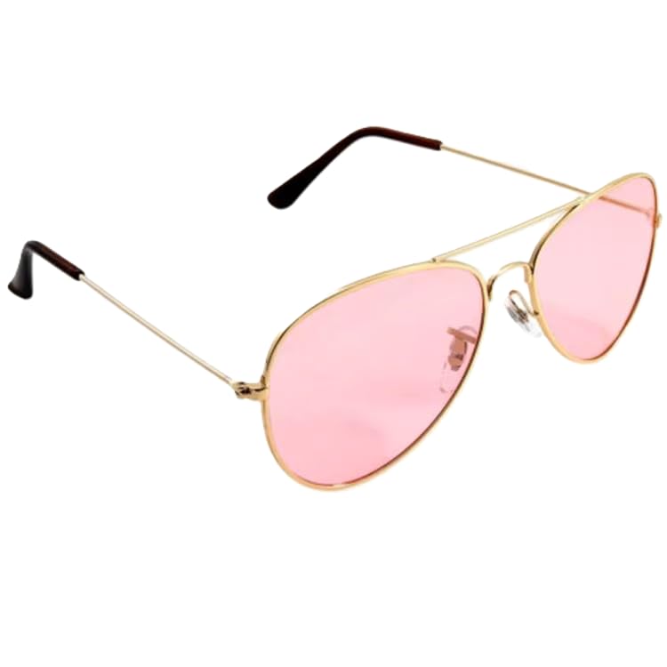 RobRia Aviator Style Color Therapy Glasses – Gold Metal Frame, UV400 Protection, Metal Hinges, Silicone Nose Pads – 10 Colors