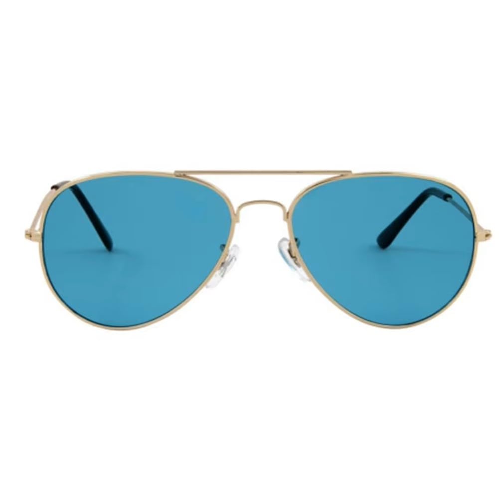 RobRia Aviator Style Color Therapy Glasses – Gold Metal Frame, UV400 Protection, Metal Hinges, Silicone Nose Pads – 10 Colors