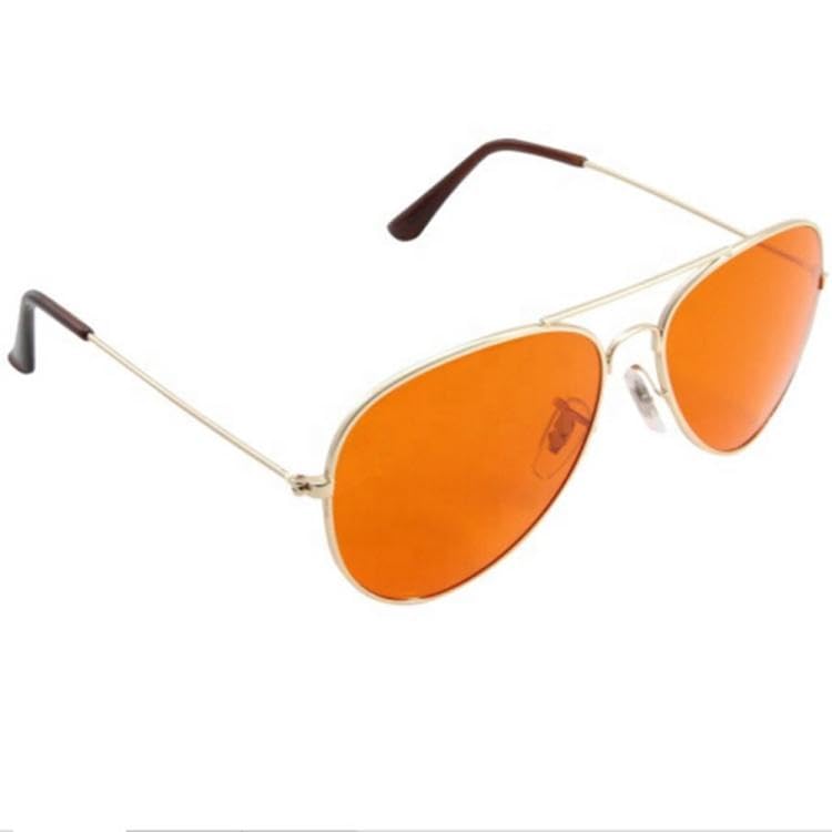 RobRia Aviator Style Color Therapy Glasses – Gold Metal Frame, UV400 Protection, Metal Hinges, Silicone Nose Pads – 10 Colors