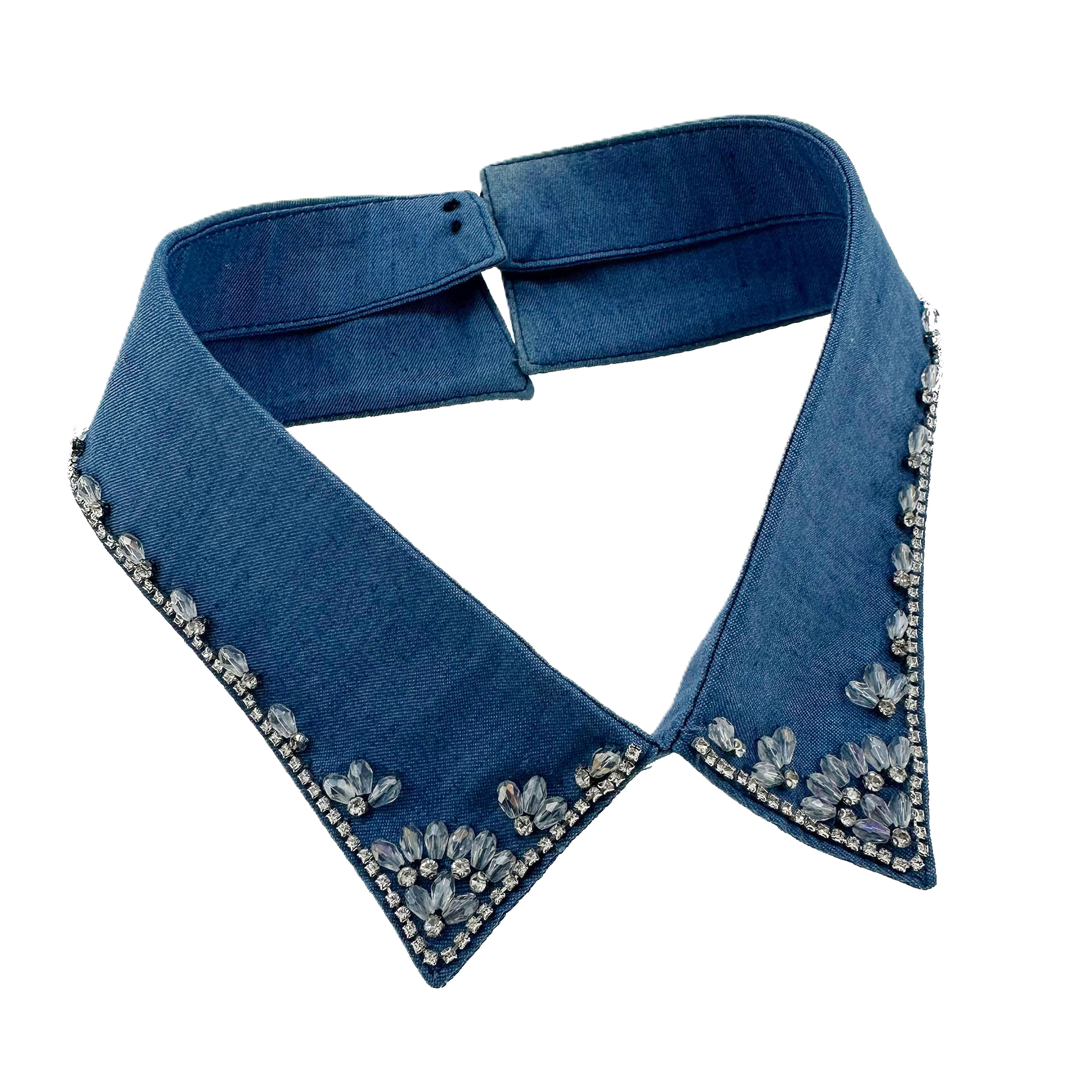 Denim Rhinestone Detachable Collar for Women – Sparkly Crystal Statement False Collar Necklace, Adjustable Fashion Collar for Shirts, Dresses & Sweaters