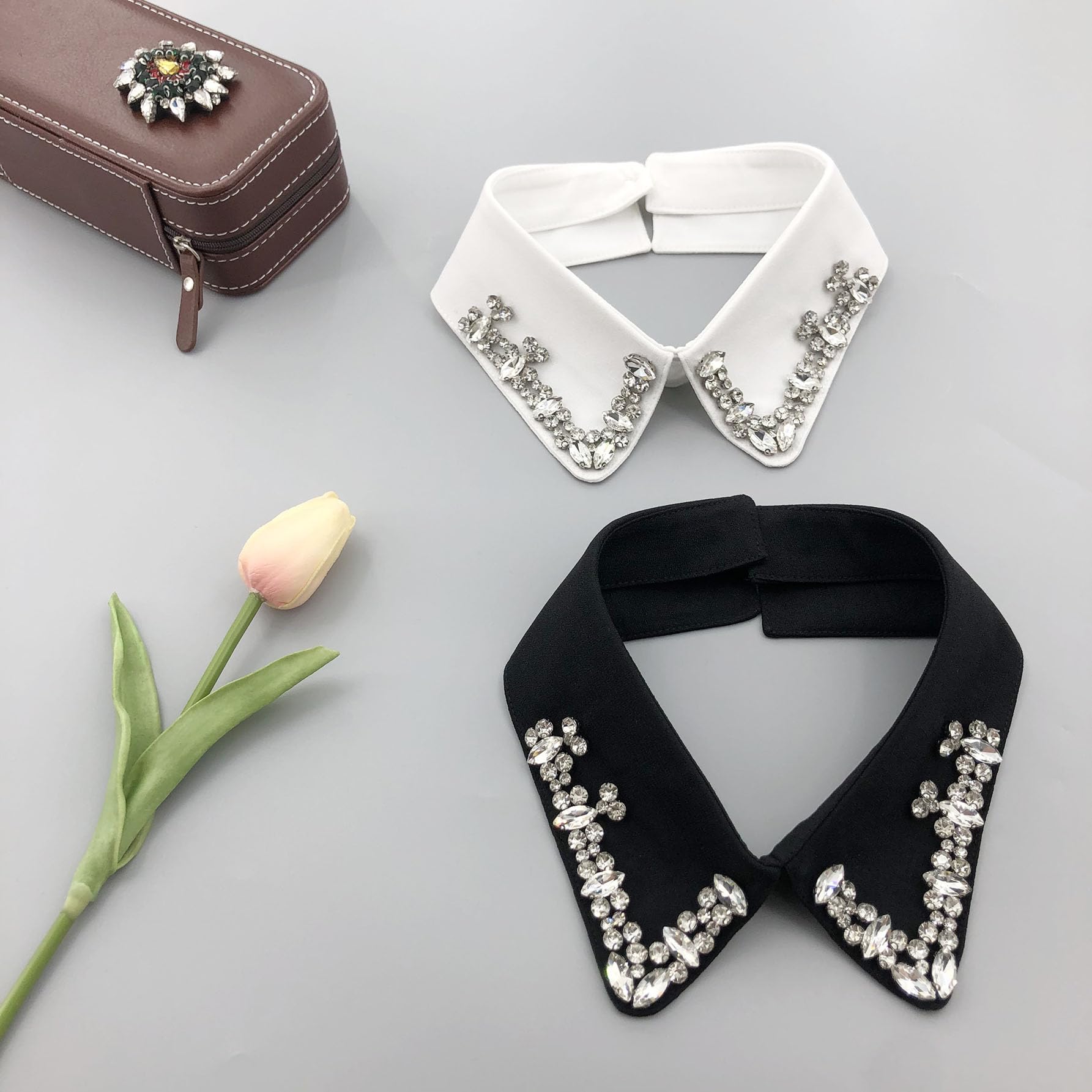 RobRia Detachable Fake Collars for Women – Removable Collar with Pearls or Rhinestones