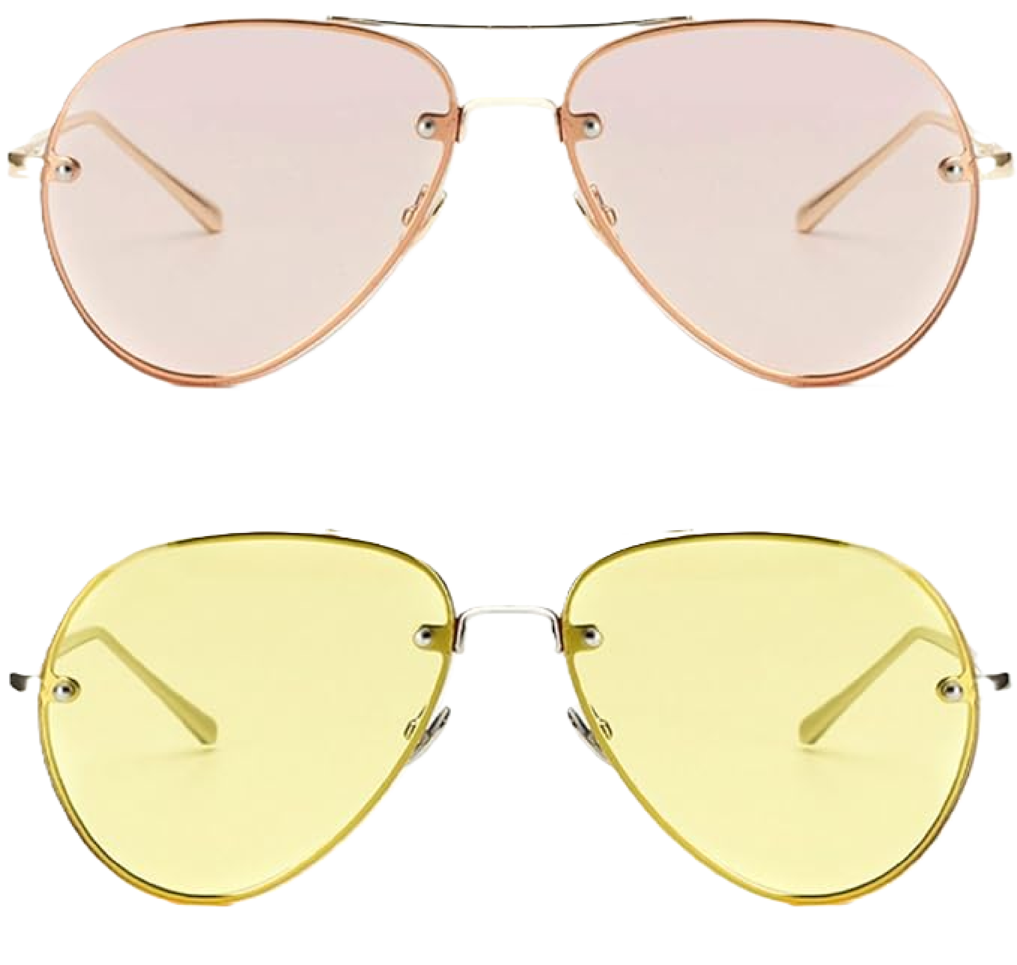 RobRia Rose & Yellow Aviator Sunglasses – UV400 Protection | Mood-Boosting Color Therapy Glasses | Lightweight Metal Frame