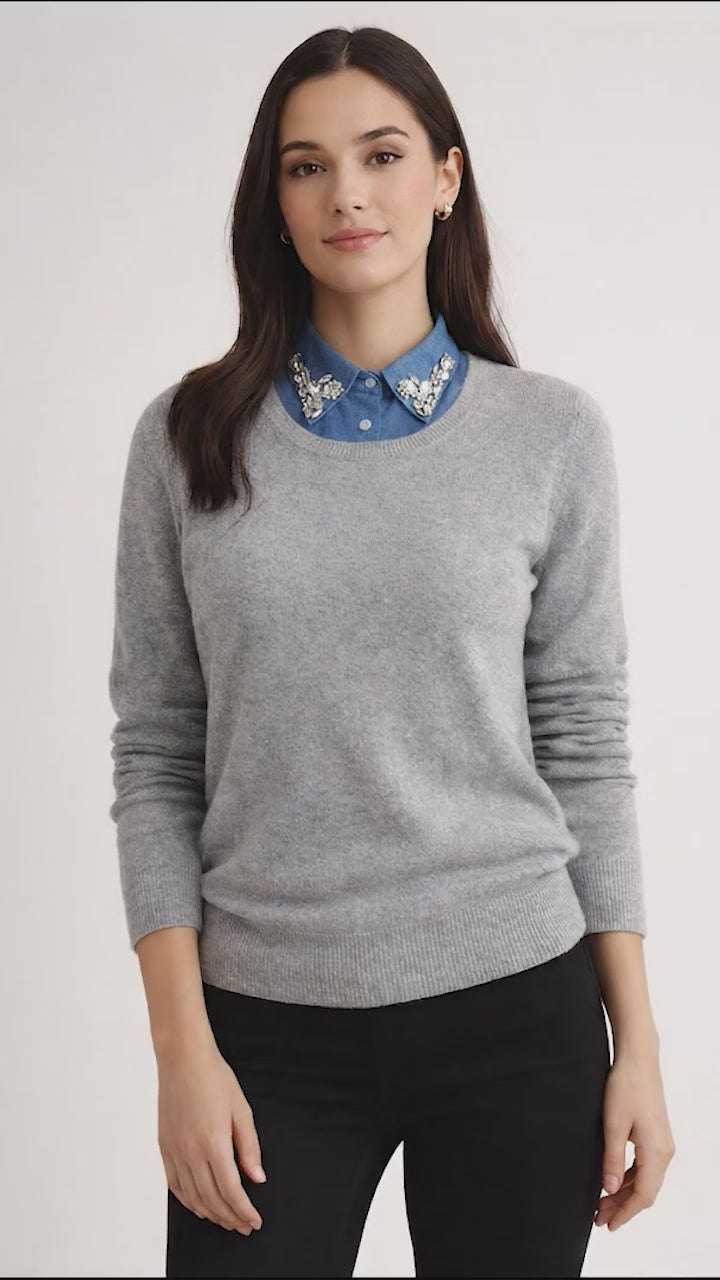 Korean Style Rhinestone Denim False Collar for Women – Detachable Pure Cotton Shirt Collar with Diamond Decoration