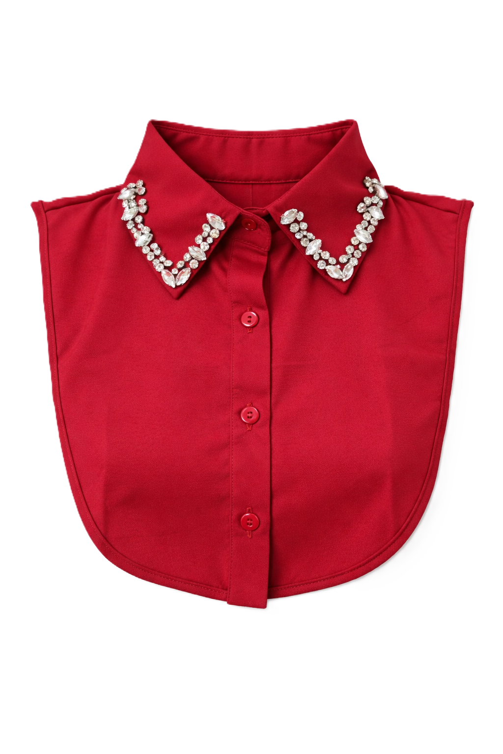 Rhinestone Detachable Collar for Women – Red Statement False Collar Necklace, Elegant Removable Shirt Collar for Sweaters, Dresses & Blouses