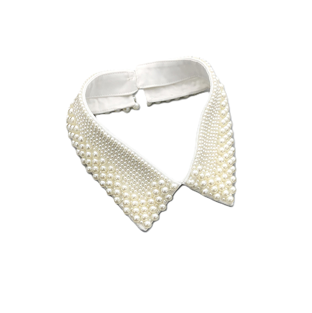 Beaded Pearl Collar – Detachable Faux Collars in White, Pink, or Black for Sweaters, Dresses & Blouses